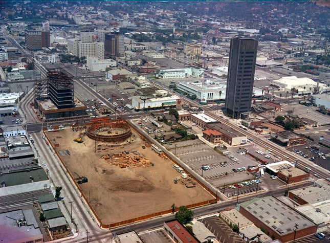 The Cinerama Dome under construction in 1963.
