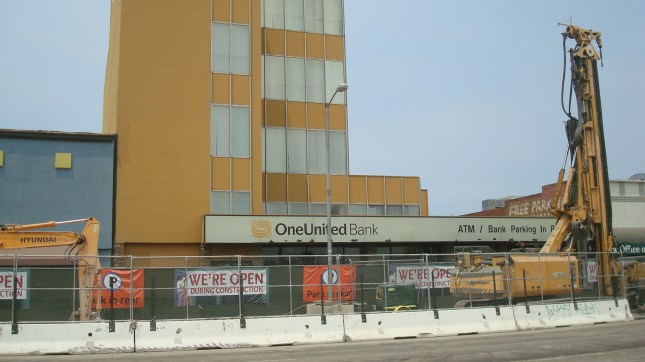 Heavy machinery parked on Crenshaw.