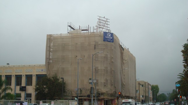 Hotel at the Corner of Wilcox and Selma being renovated by Mama Shelter