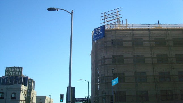 Work continues the building at the corner of Wilcox and Selma.