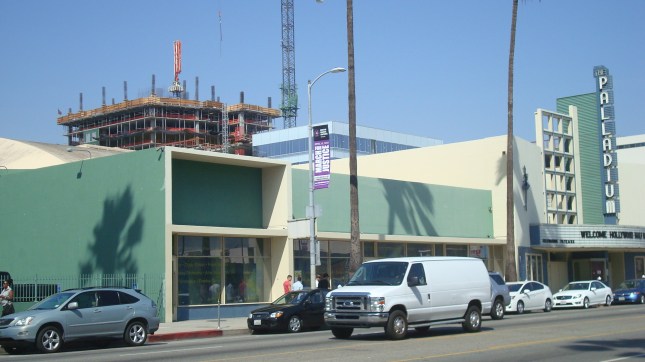 The Palladium, with Columbia Square rising in the background.