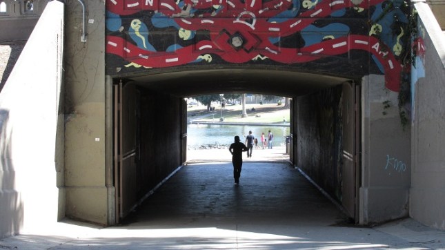 Tunnel running beneath Wilshire.