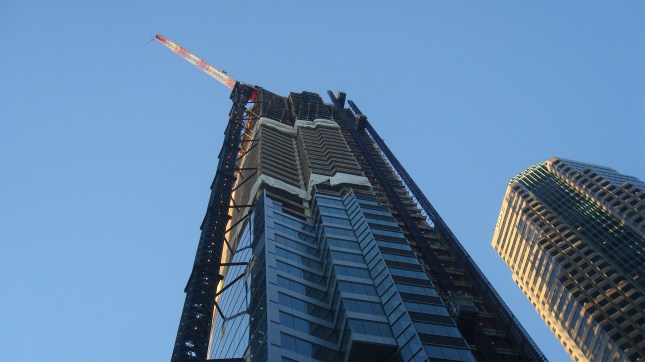 Construction on the Wilshire Grand in Downtown LA.