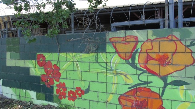 An artist's effort to beautify a wall.