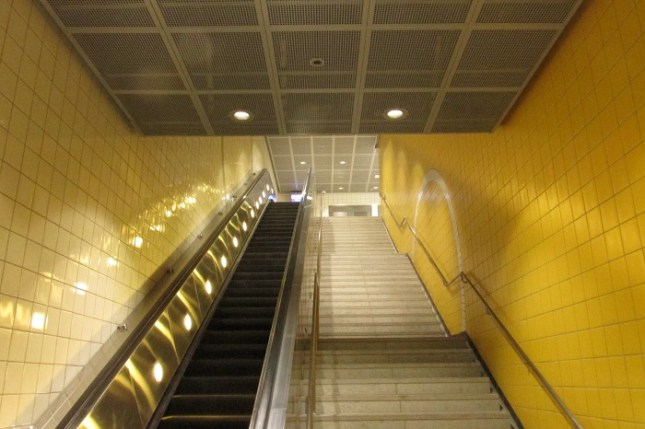 Looking up the stairwell.