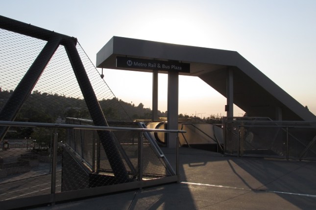 The west end of the bridge, with the hills in the distance.