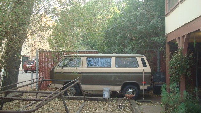 A car left sitting on the property by squatters.
