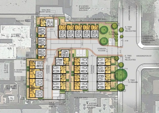 The City Council's PLUM Committee has approved turning over the west end of Weddington to the developer.